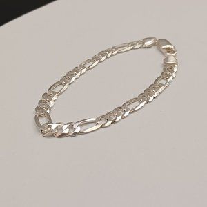 925 Sterling Silver Figaro Style Men Bracelet